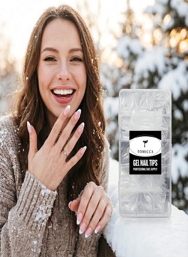 توميكا أطراف أظافر قصيرة على شكل لوزة من توميكا، أطراف أظافر نصف شفافة غير لامعة بتغطية كاملة، 240 قطعة، 15 مقاسًا، أطراف أظافر جل لأظافر الأكريليك/الجل، مظهر طبيعي - Image 2